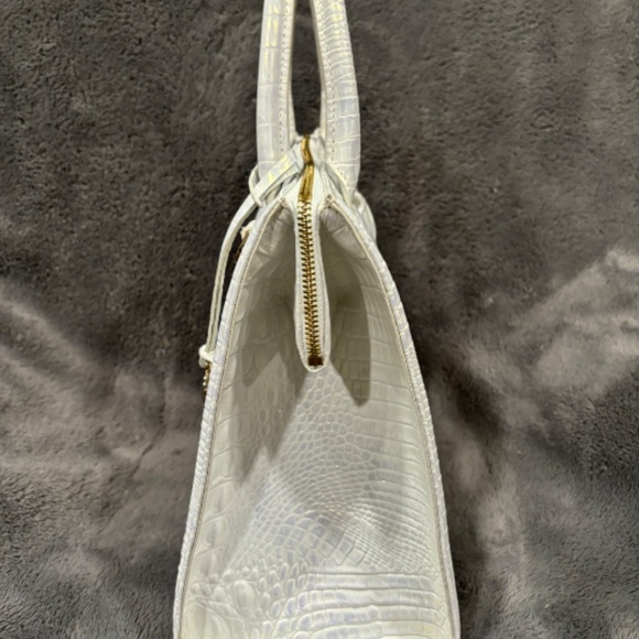 Brahmin Crocodile Caroline Leather Satchel Bag-White - Picture 2 of 7